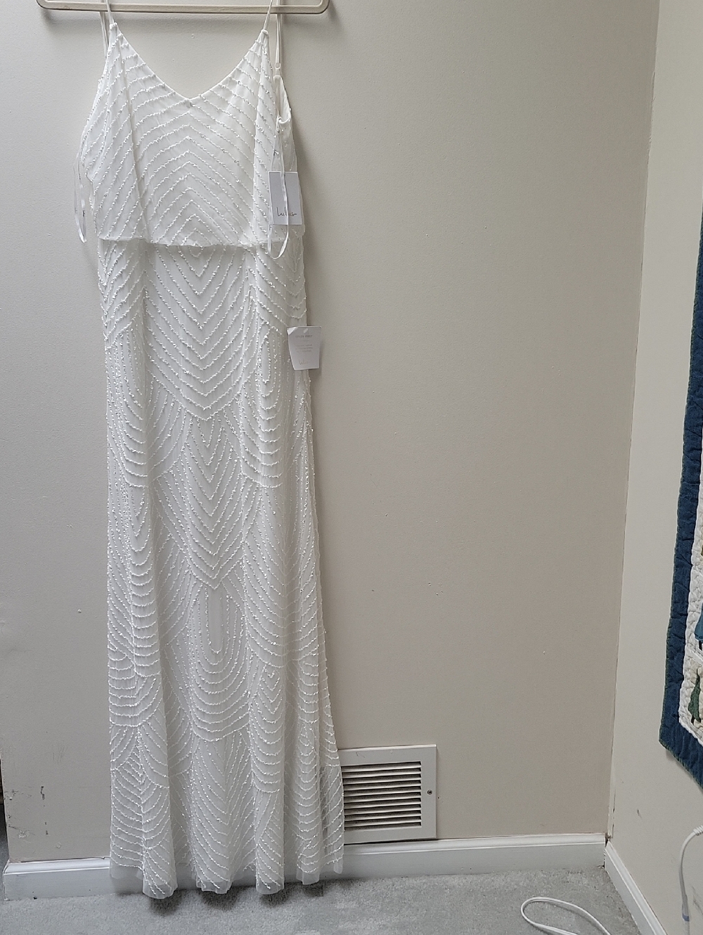 Lulu's White Beaded Mesh Dress